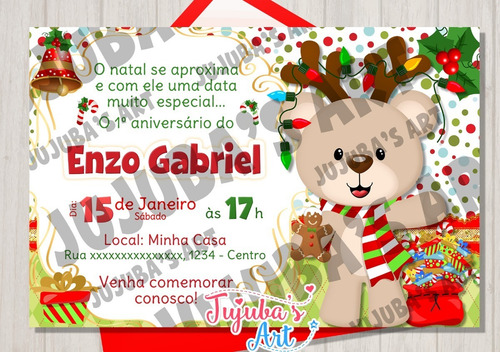 Arte Digital Convite Ursinho Urso Natalino Natal #mod1 | Parcelamento sem juros Arte Digital Convite Ursinho Urso Natalino Natal #mod1 | Parcelamento sem juros