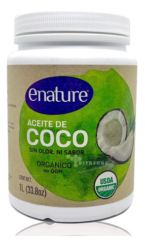 Imagen 1 de 7 de Aceite De Coco Virgen Orgánico 1 Lt E-nature