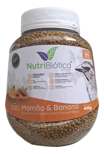 Ração Nutribiótica Nature Trinca Ferro Mamão Banana Sp 400g