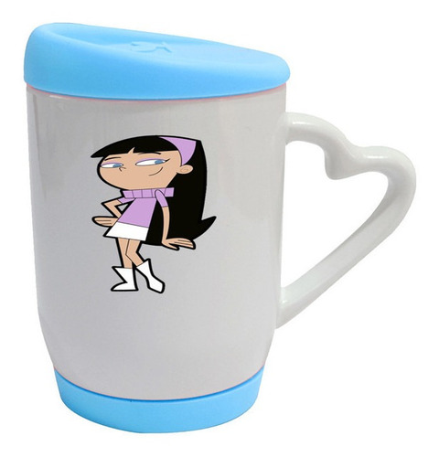 Mug Base Tapa Silicona Dibujos Animados   R99