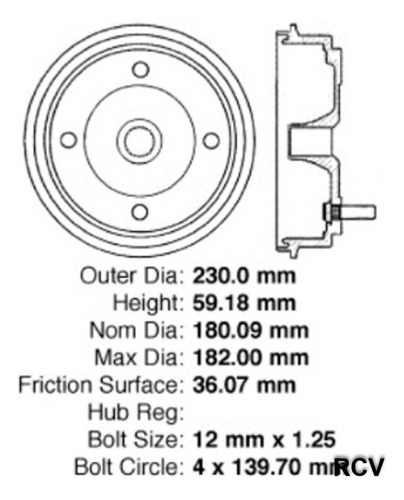 Tambor Frenos  Trasera Para Subaru Standard   1981