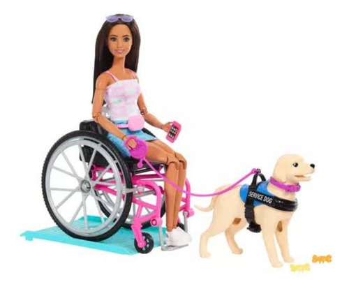 Barbie Muñeca Silla De Ruedas Con Perro De Apoyo