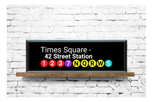 Cuadro Decorativo Subte Nueva York Con Vidrio 10 X 40 Cm