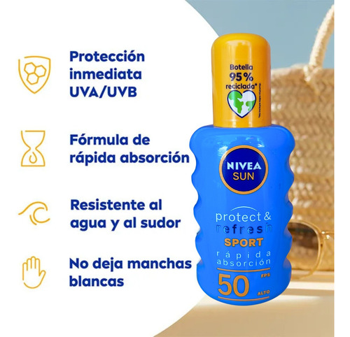 Set 2 Pz Protector Solar Nivea Sun Protect & Refresh Fps 50