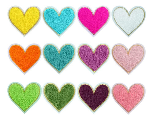 Saktopdeco 12 Uds. Parche De Chenilla Con Forma De Corazón P