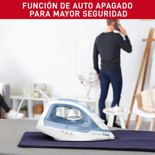 Plancha De Vapor T-fal Virtuo30 Suela Cerámicaxl, Fv2c61u0 Blanco/azul