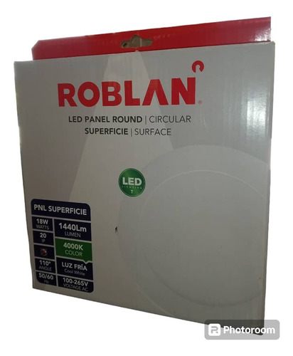 Panel Led Sup 18w Redondo 4000k 100-265 960lmn Roblan. 18rsu