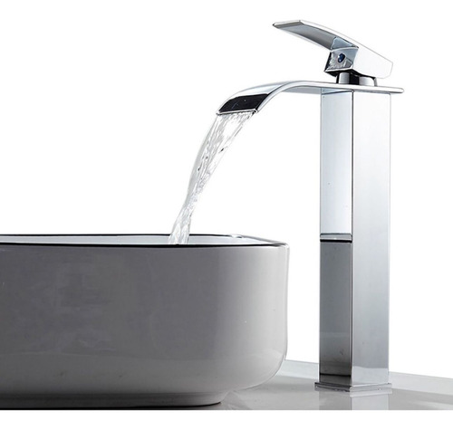 Llave Grifo Monomando Lavamanos Cascada Moderna Alta Curva