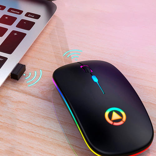 Imagen 4 de 5 de Mouse Inalambrico Recargable Adaptador Led
