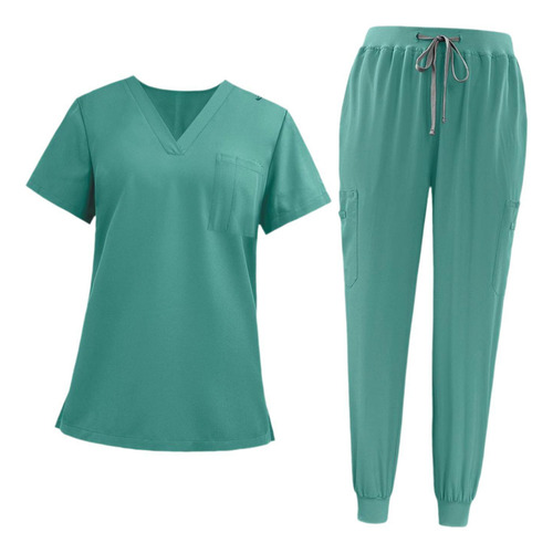 Conjunto De Uniforme Exfoliante Para Mujer, Cuello Verde S
