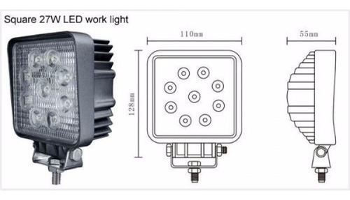 Imagem 4 de 6 de Kit 10 Farol De Milha 9 Led Quadrado 27w 12v/24v Carro Jeep