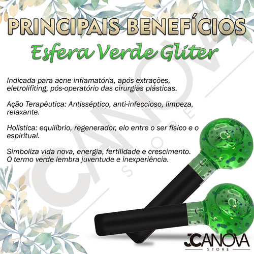 Esfera Vidro Verde Gliter Cromoterapia Pequena Operatório