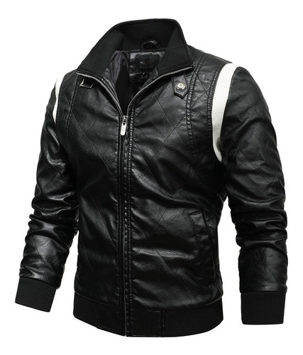 Chaqueta H Hombre Casual Moto A8 Cuero Invierno Cremallera S