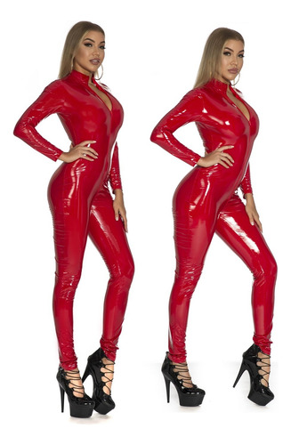 Traje Sexy Latex Body Vestuario Lenceria Sensual Rojo Tl20