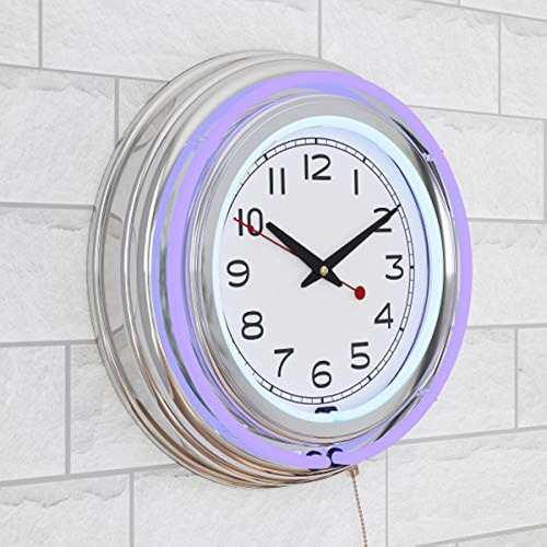 Lavish Home Retro Neon Wall Clock - Reloj De Pared Con Pilas