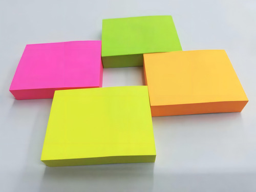 Bloco De Notas Adesivas 4 Cores Neon Quadrado Post It 100fls