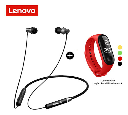 Audífonos Bluetooth Lenovo Qe03 + 1 Reloj Pulsera Digital