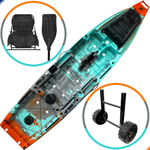 Caiaque De Pesca Iron 1187 + Carrinho De Transporte Cor Tropical Sea