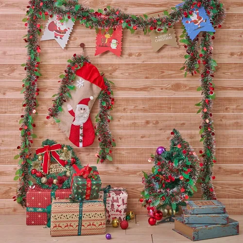 Guirnalda De Espumillón De Navidad De 33 Pies,...