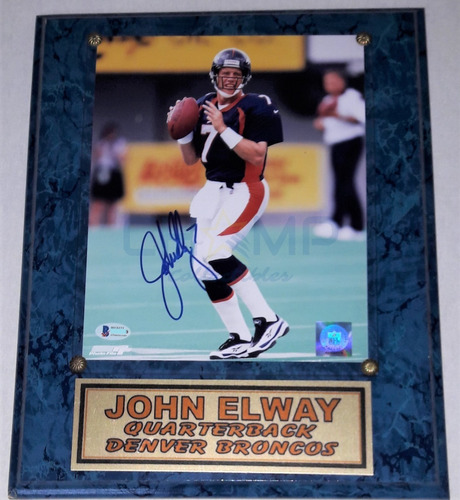 Foto Autografiada John Elway Denver Broncos Placa Photo File