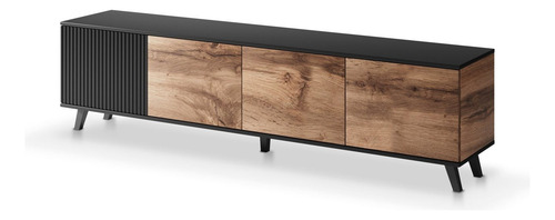 Mueble Tv Recibidor Bufetera Lujo Sala Organizador Genova Negro Parota