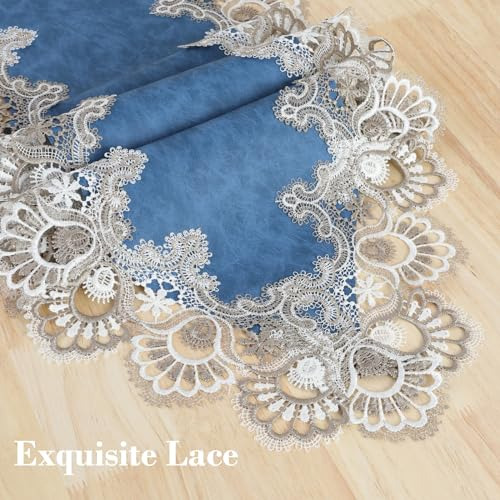 Camino De Mesa Vintage Encaje Bordado Floral 40 X 180 Cm