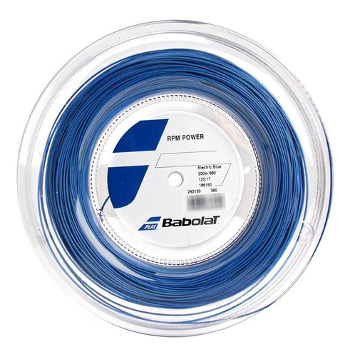 Cuerda enrollable Babolat Rpm Power, 17 l, 1,25 mm, color azul con 200 metros