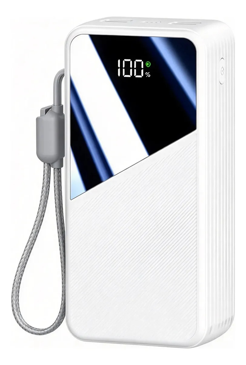 Power Bank Tantsa 20.000mAh Turbo com Cabos Integrados, para iPhone e Android
