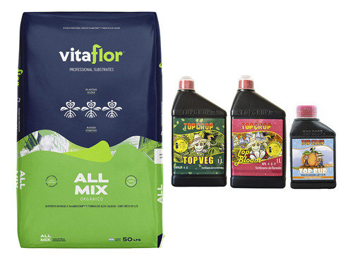 Sustrato Allmix 50lt Con Top Crop Veg Bloom 1lt Bud 250ml