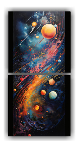 40x20cm Cuadro De Arte Cósmico De Un Sistema Planetario Dis