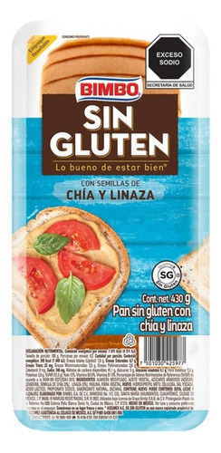 2 Pza Pan Blanco Bimbo Con Chía Y Linaza 430 G