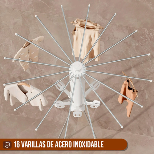 Tendedero Ropa Zapatillas Retractil Vertical Tender Ruedas Blanco