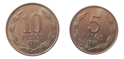 Moneda Chile 5 Y 10 Pesos 1976 Año Escaso Casi Sin Circula(& (Usado)