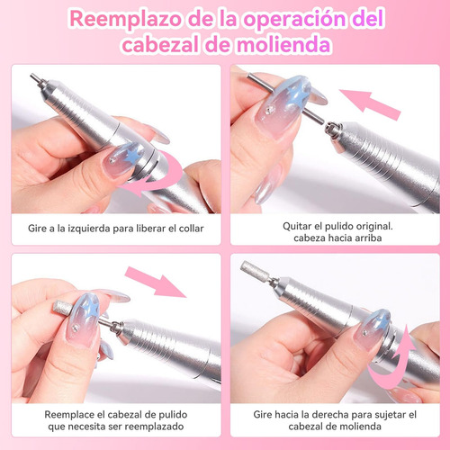 Pulidor De Uñas Profesional Portátil Con Pantalla Digital Rosa
