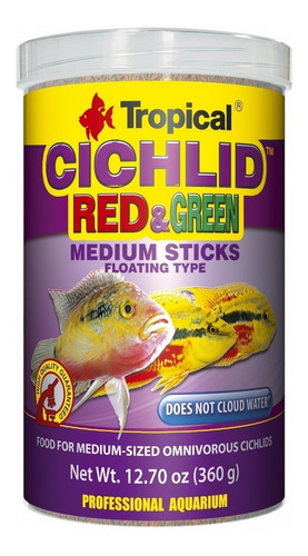 Tropical Cichlid Red & Green Medium Sticks 360g