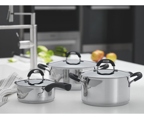 Cacerola Tramontina Duo de silicona plana de acero inoxidable con tapa, 2,8 l, color acero inoxidable