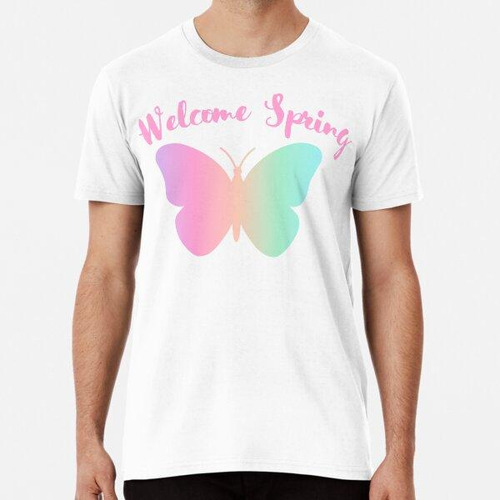 Remera Bienvenida Primavera Hermosa Mariposa Multicolor Homb