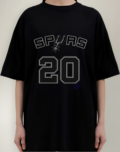 Remera Spurs Manu Ginobilli 20 Oversize Negra