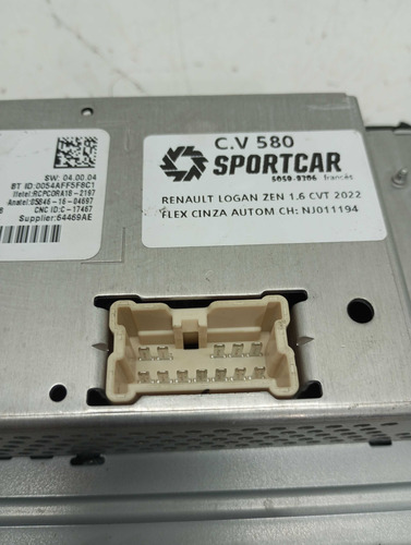 Rádio Som Bluetooth Usb Renault Logan 2022 50272 (Usado)