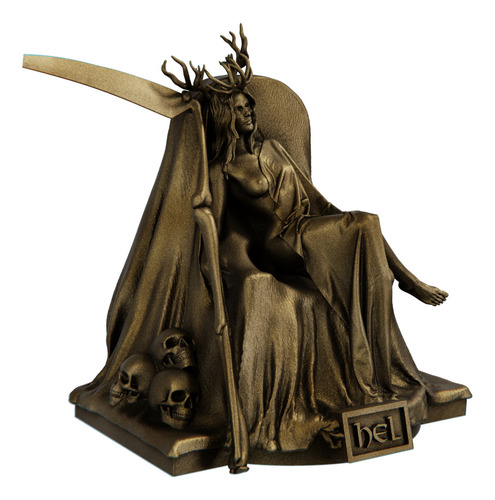 Estátua Imagem Hela - Hel Deusa Do Reino Dos Mortos Cor Cor Ouro Velho