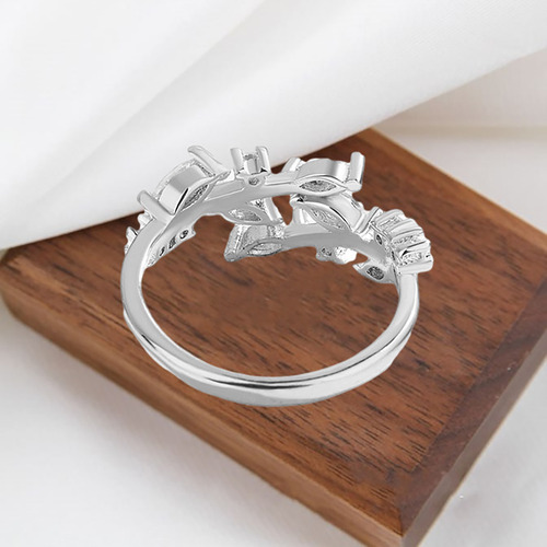 Anillo A La Moda Para Mujer, Estilo Hoja De Diamante, Con Ap