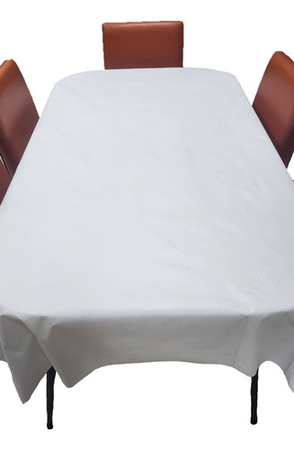 Mantel Mesa Rectangular 1.4x4m Impermeable Cuerina Afelpada Blanco