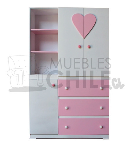 Ropero Closet Repisa Infantil Niña Corazon / Muebles Chile