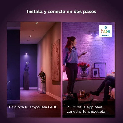 Imagen 3 de 10 de Philips Hue Lámpara Individual Gu10 Bluetooth Color Celular