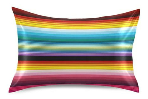 Funda De Almohada Satinada Kigai Con Rayas Mexicanas, Cierre