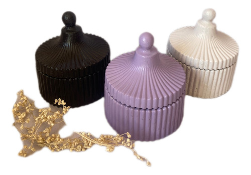 Souvenir Vela + Tapa- Caramelera Cemento- Flores Secas