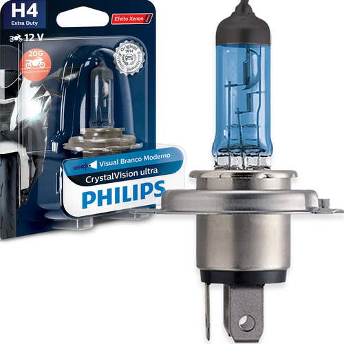 Imagem 1 de 6 de Lâmpada Philips Crystal Vision Moto H4 35/35w Super Branca