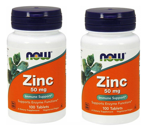 Set 2 Zinc 50 Mg 100 Tabletas Now Foods