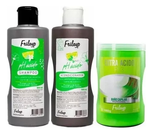 Kit Extra Acido Frilayp. Shampoo + Enjuague + Baño De Crema.