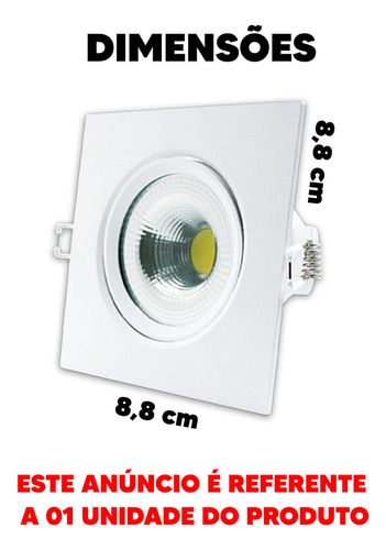 Spot Led Authentic Embutir 5w 6500k Branco Frio 9m 127/220V Ip20 Quadrado Branco Cod: 865031373 Avant